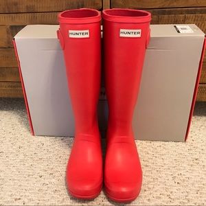 Hunter boots Original Tour Bright Coral *used*